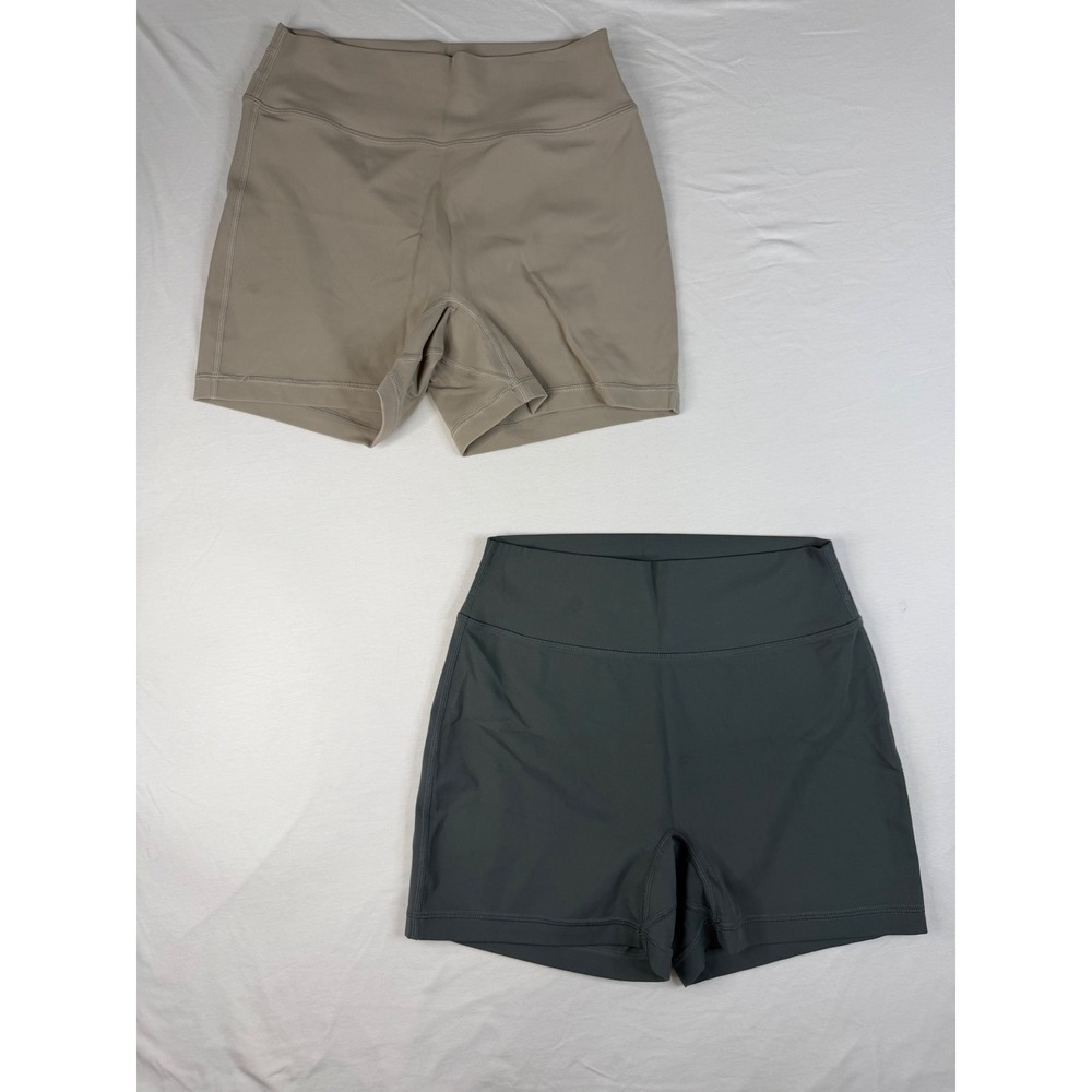 Tavi Noir Biker Shorts Womens Medium Grey Tan High Waisted Booty Scrunch